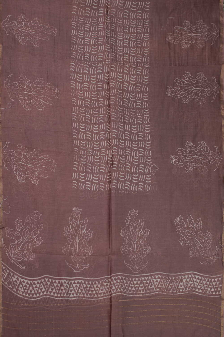Shades of Brown Block Printed Chanderi Dupatta
