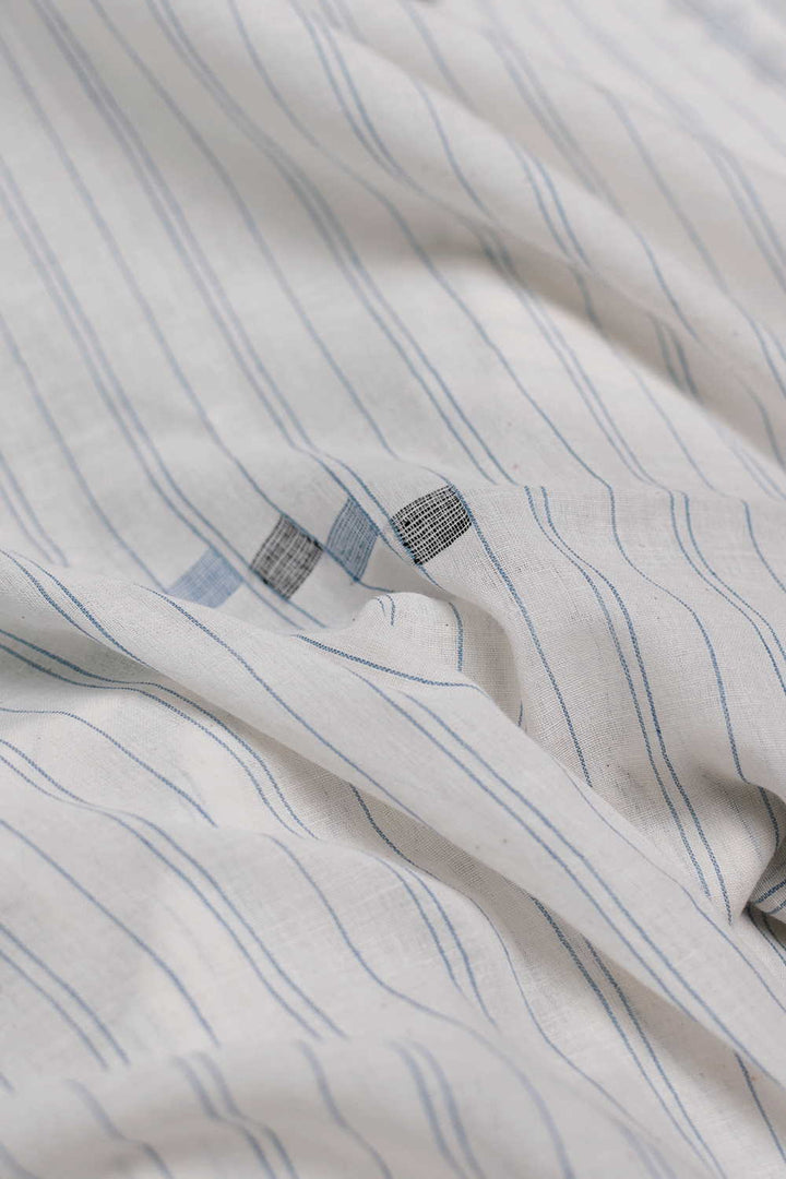 Off-White Bordered Jamdani Cotton Fabric