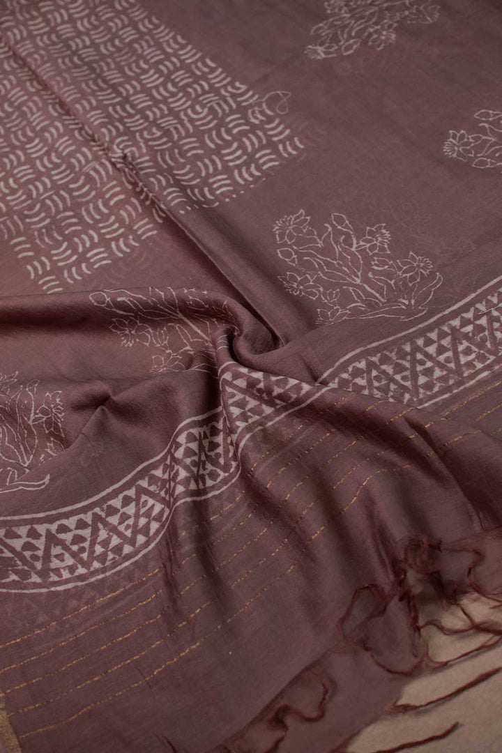 Shades of Brown Block Printed Chanderi Dupatta