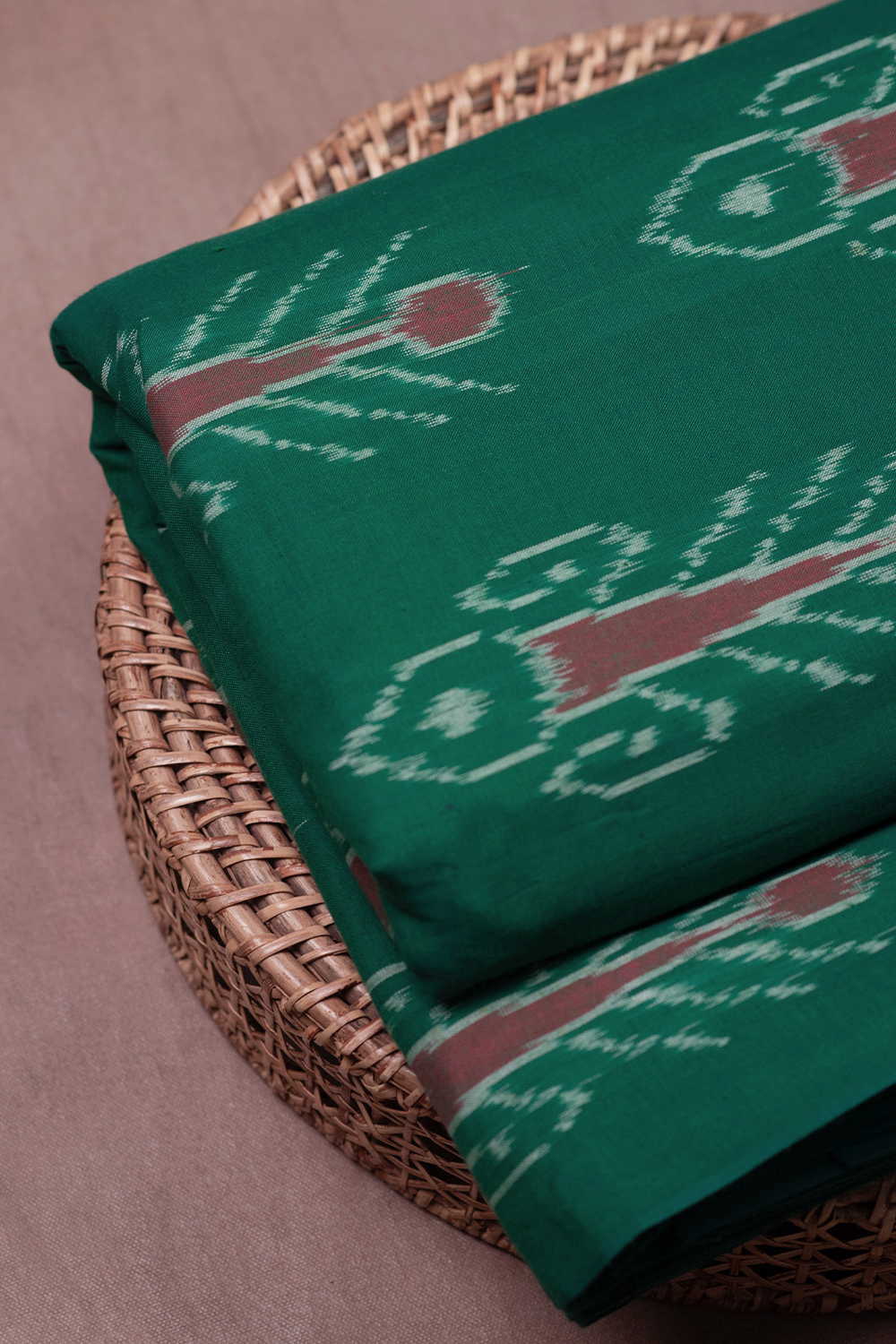 Green Shaded Ikat Cotton Fabric