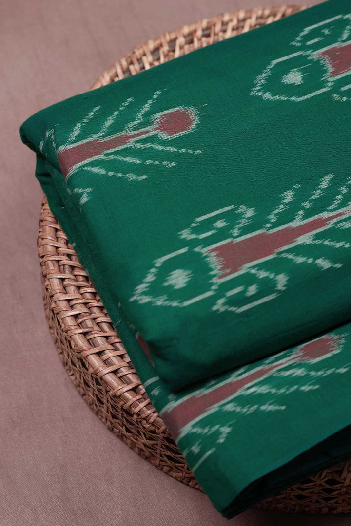 Green Shaded Ikat Cotton Fabric