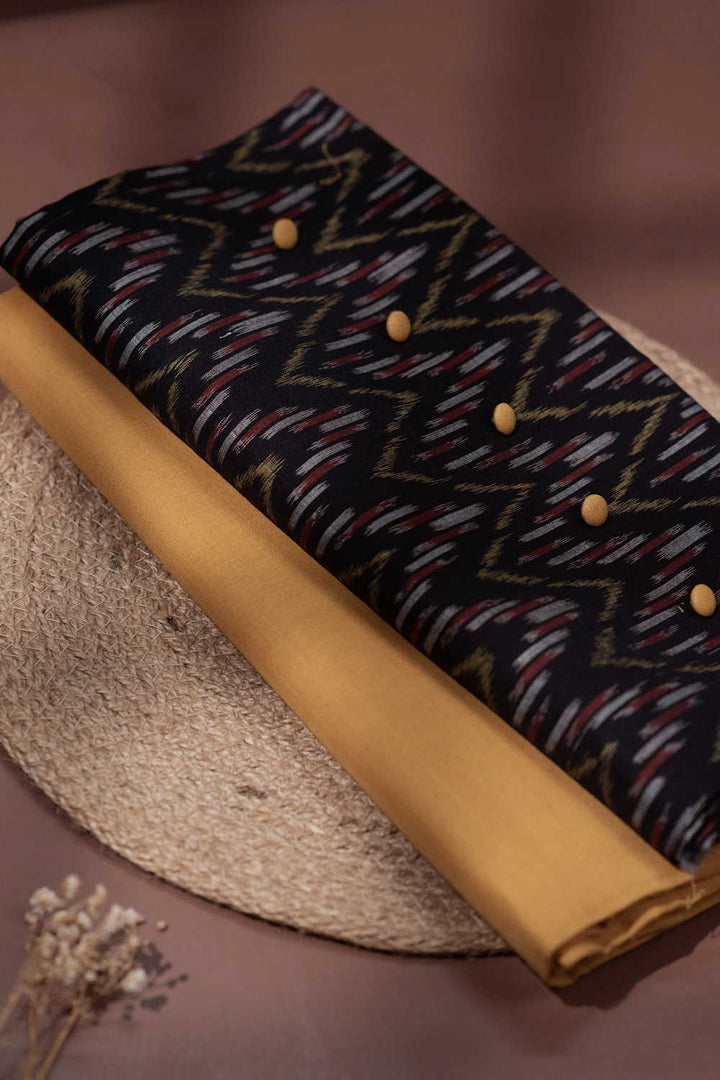 Black Orissa Ikat Top with Mangalagiri Bottom