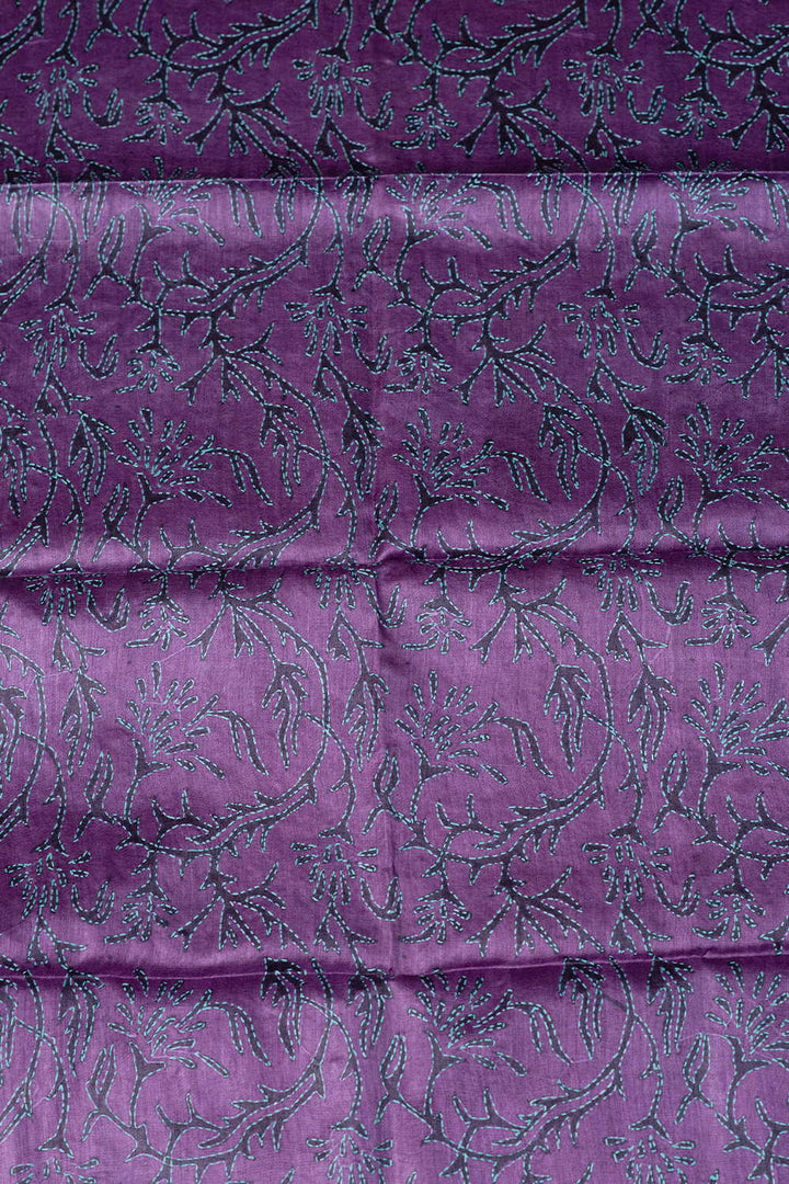 Violet Shaded Kantha Tussar Silk Blouse