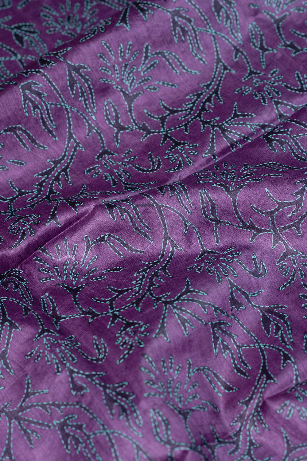 Violet Shaded Kantha Tussar Silk Blouse