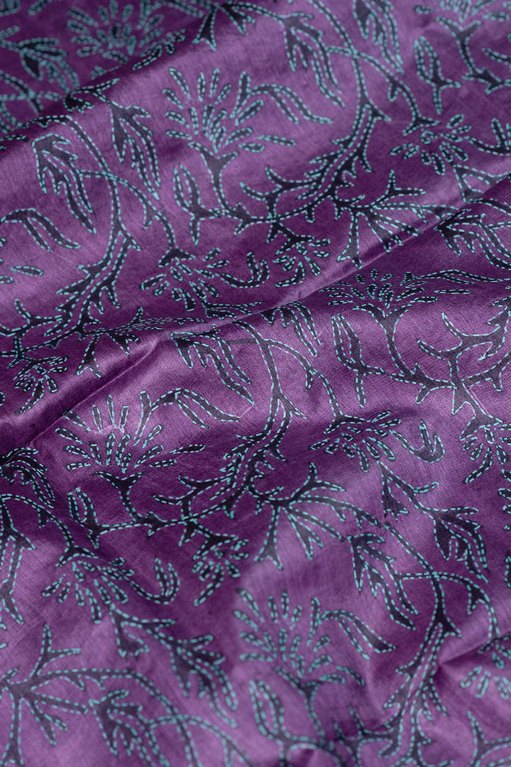 Violet Shaded Kantha Tussar Silk Blouse