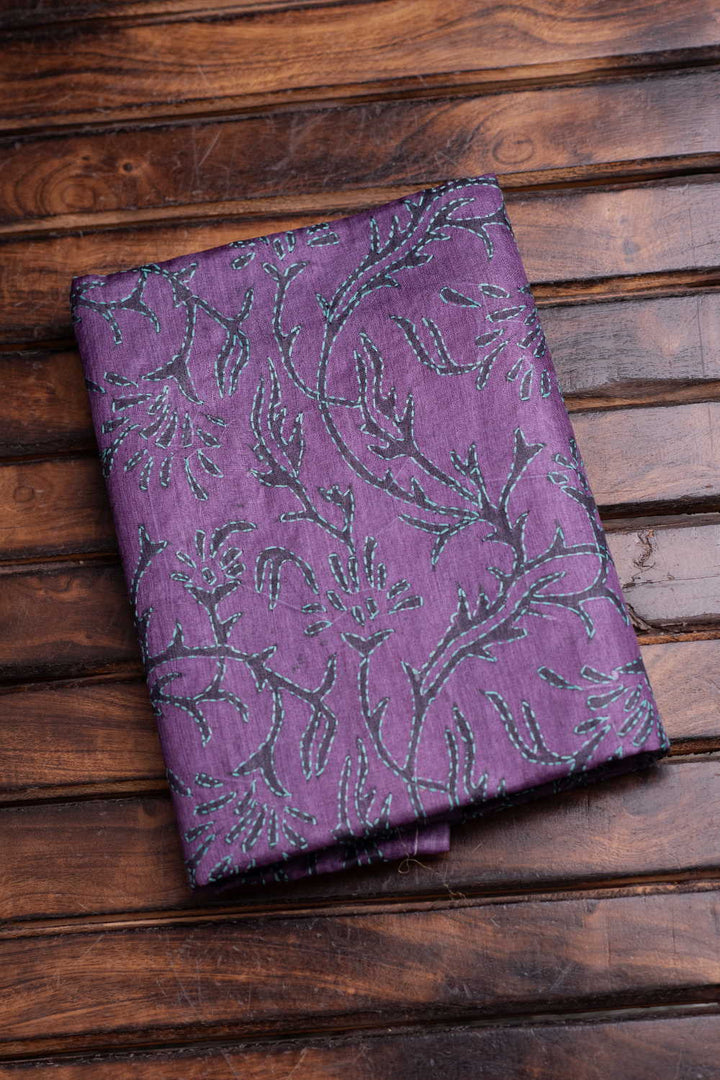 Violet Shaded Kantha Tussar Silk Blouse