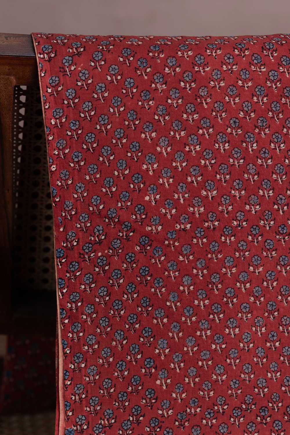 Mini Motifs - Maroon Ajrak Mul Cotton Fabric