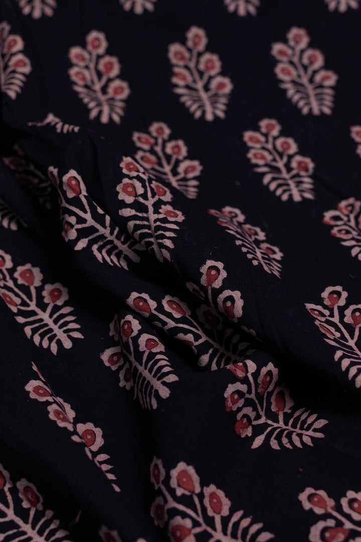Black Ajrak Print Fabrics - Matkatus 