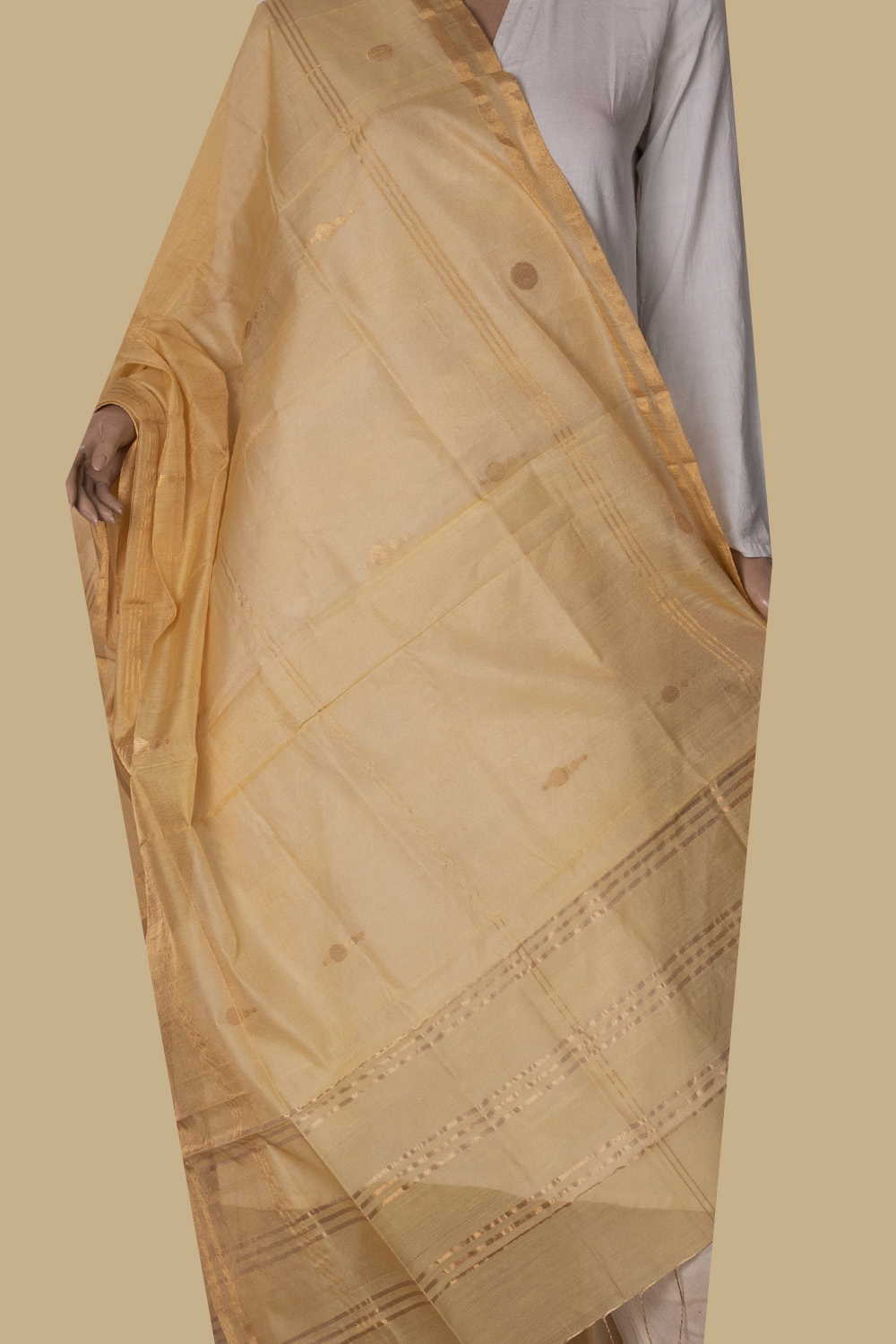 Chanderi Silk Cotton Dupatta - Matkatus 