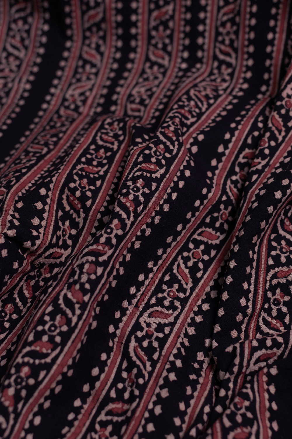 Black Ajrak Print Fabrics - Matkatus 