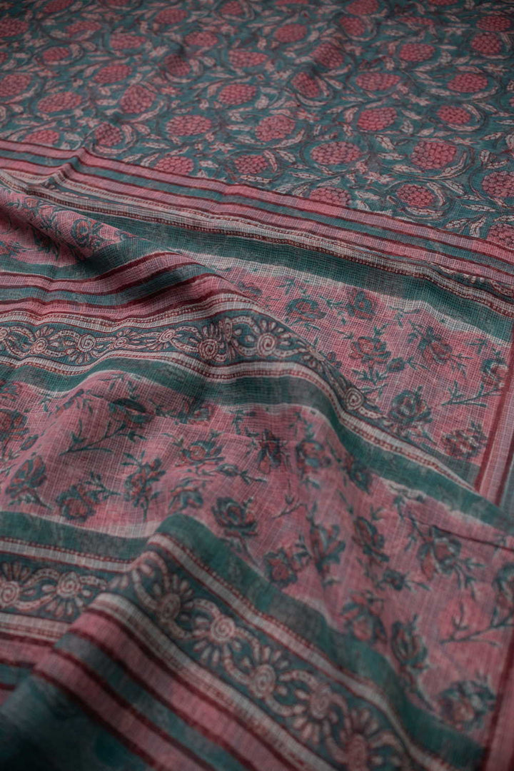 Block Printed Cotton Saree - Matkatus 