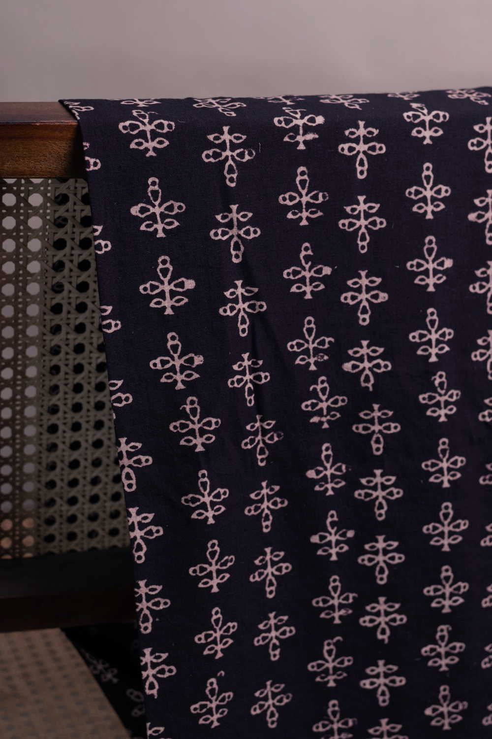 Black Ajrak Print Fabrics - Matkatus 