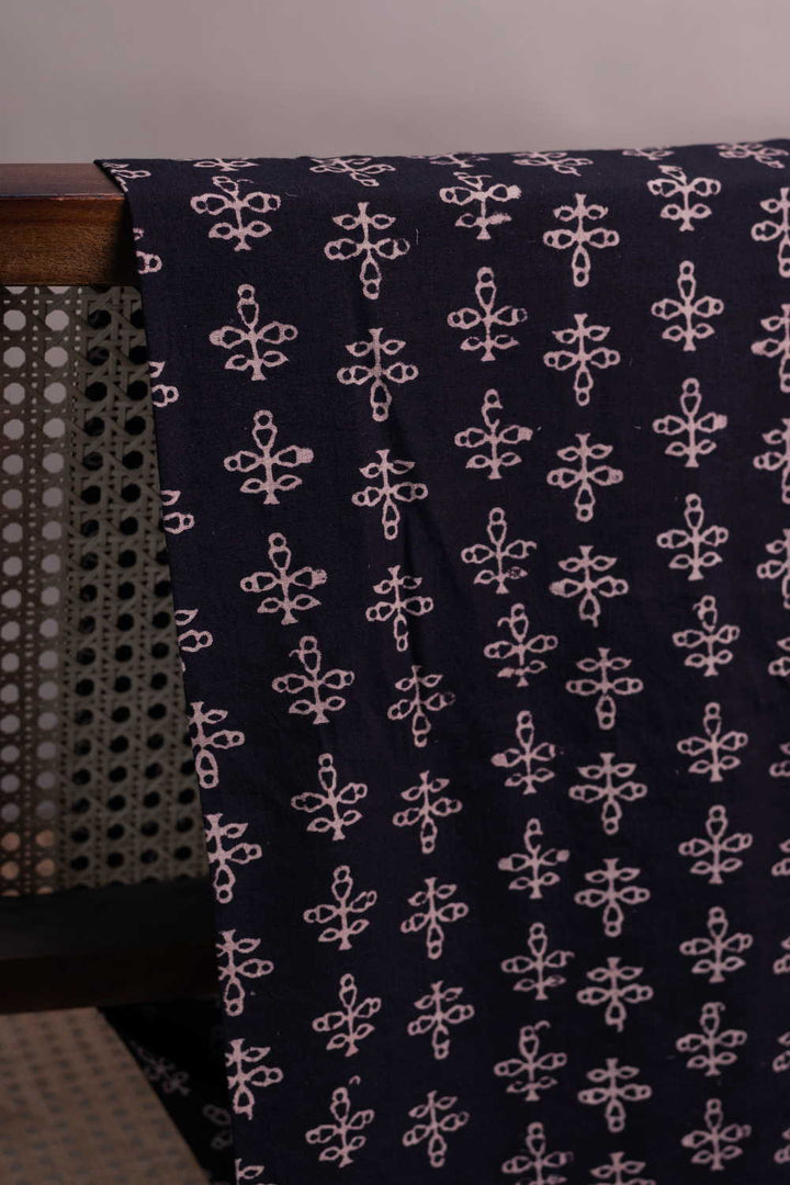 Black Ajrak Print Fabrics - Matkatus 