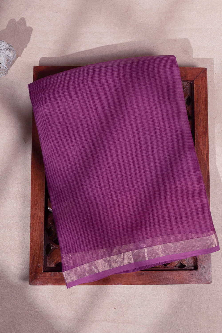 Pink Kota Cotton saree with Gold Zari Border