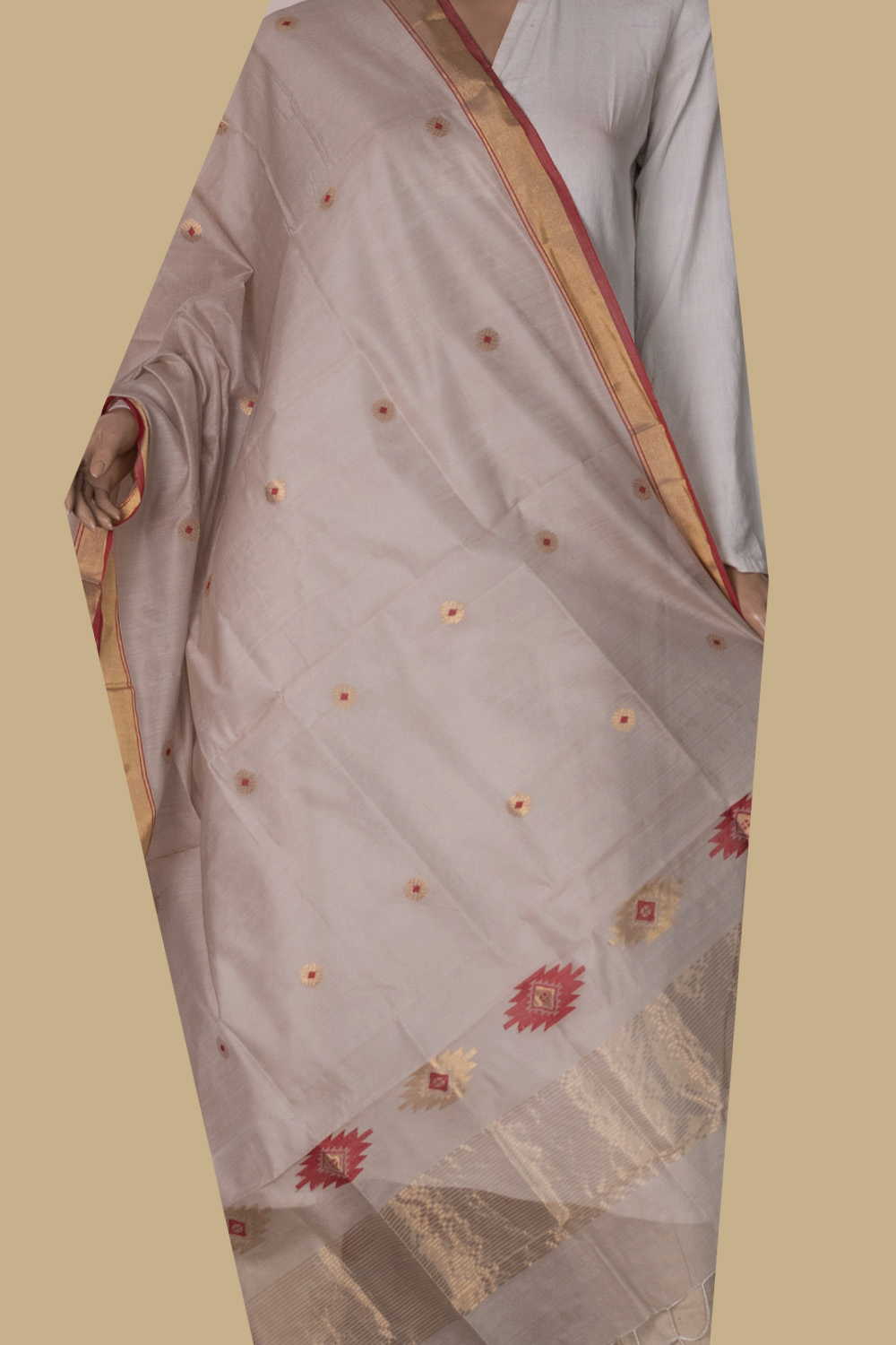 Chanderi Silk Cotton Dupatta - Matkatus 
