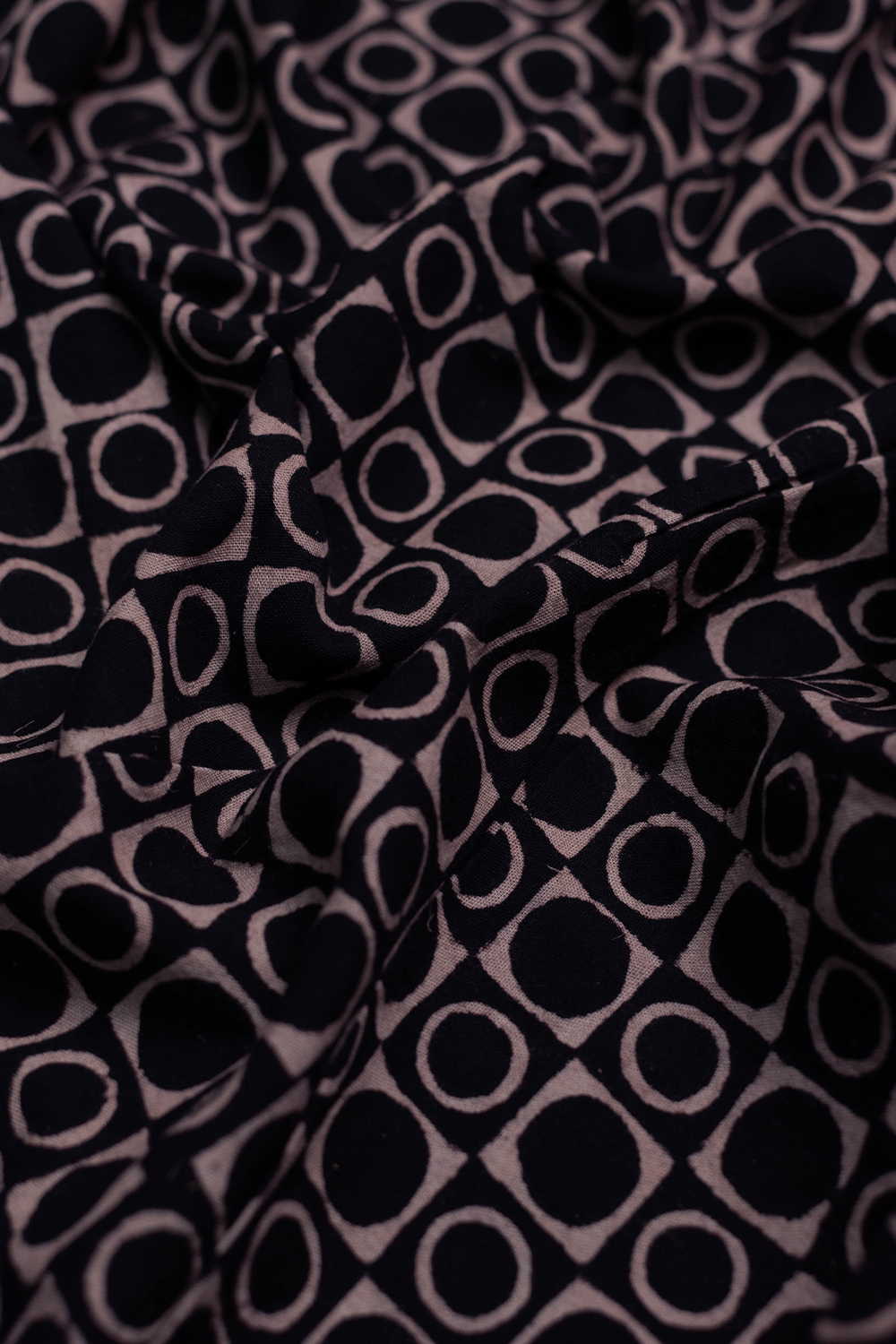 Black Ajrak Print Fabrics - Matkatus 