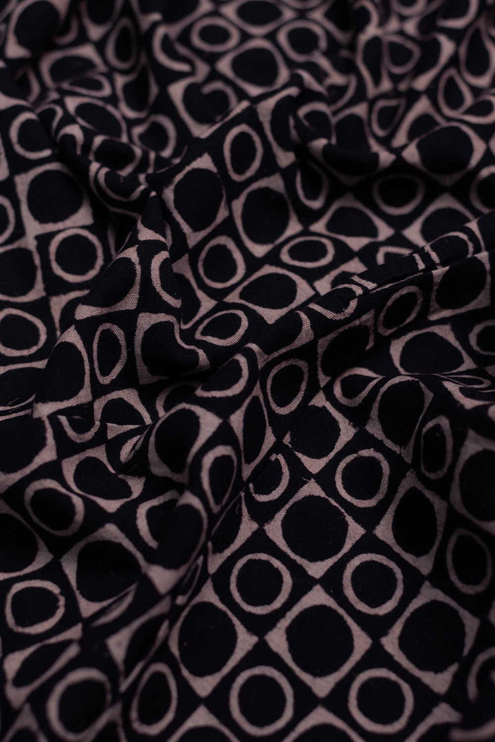 Black Ajrak Print Fabrics - Matkatus 