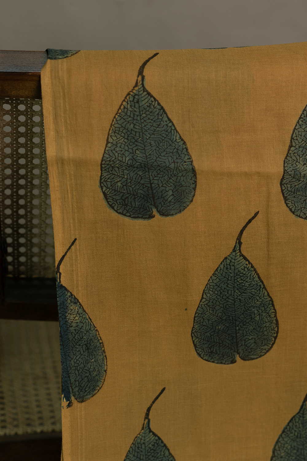 Faded Yellow Ajrak Mul Cotton Fabric