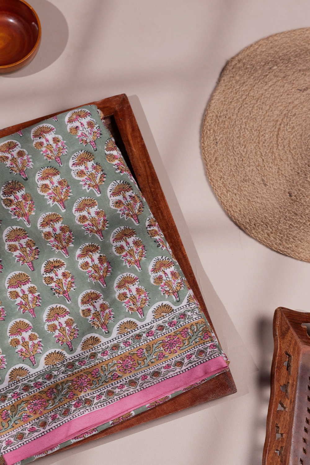 Block Printed Cotton Saree - Matkatus 