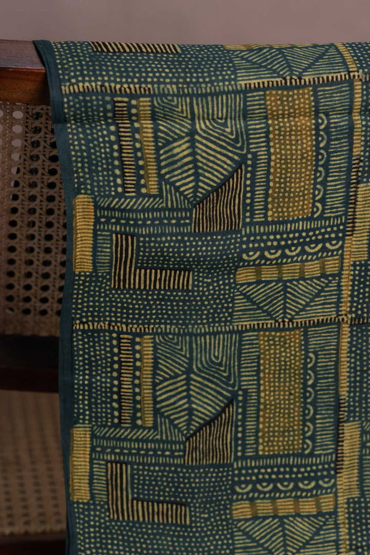 Deep Green Ajrak Mul Cotton Fabric