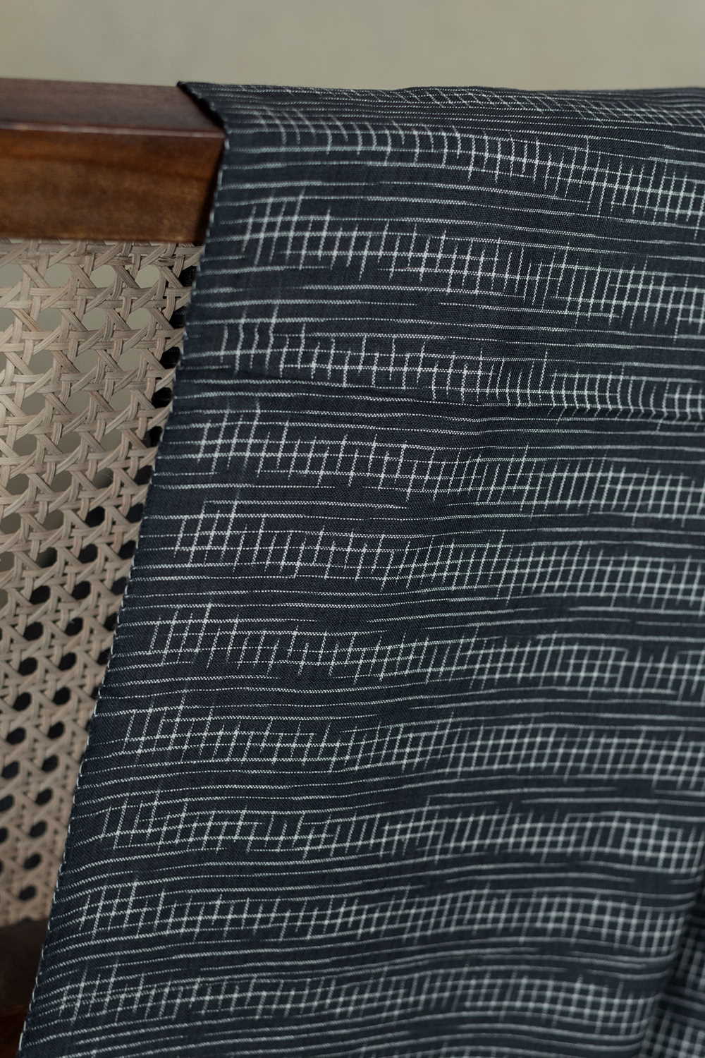 Light Black Ikat Cotton Fabric