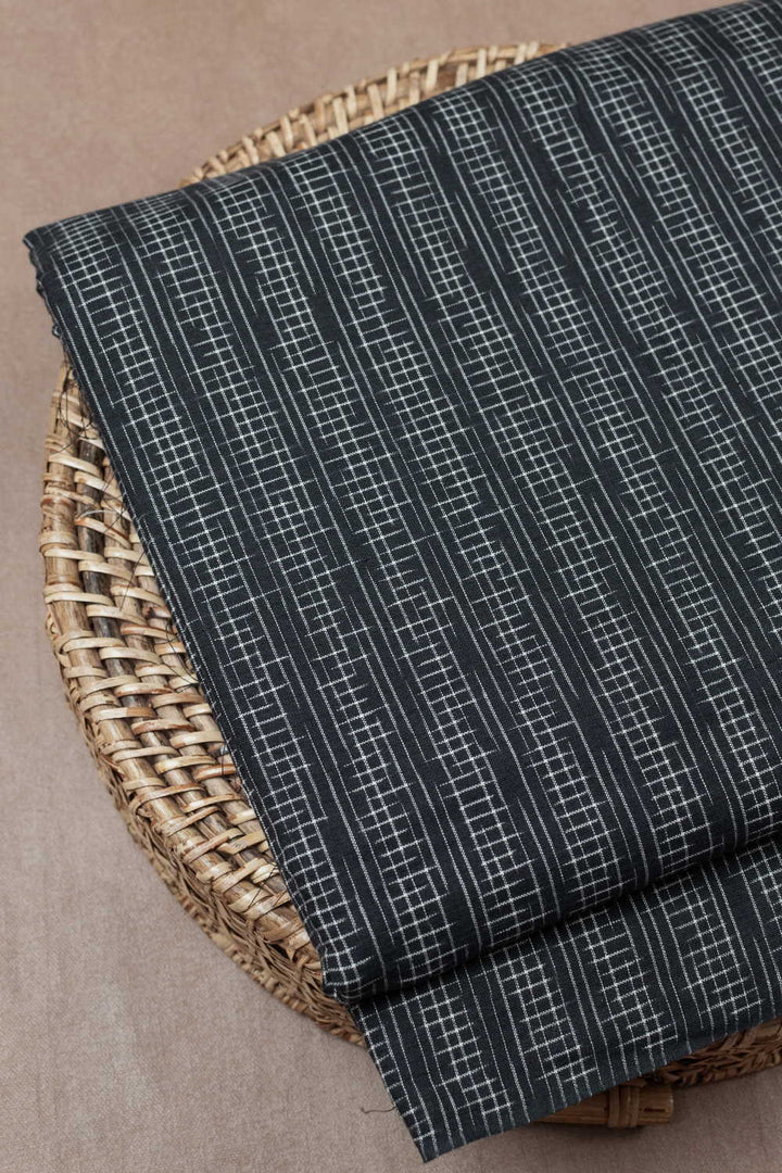 Light Black Ikat Cotton Fabric