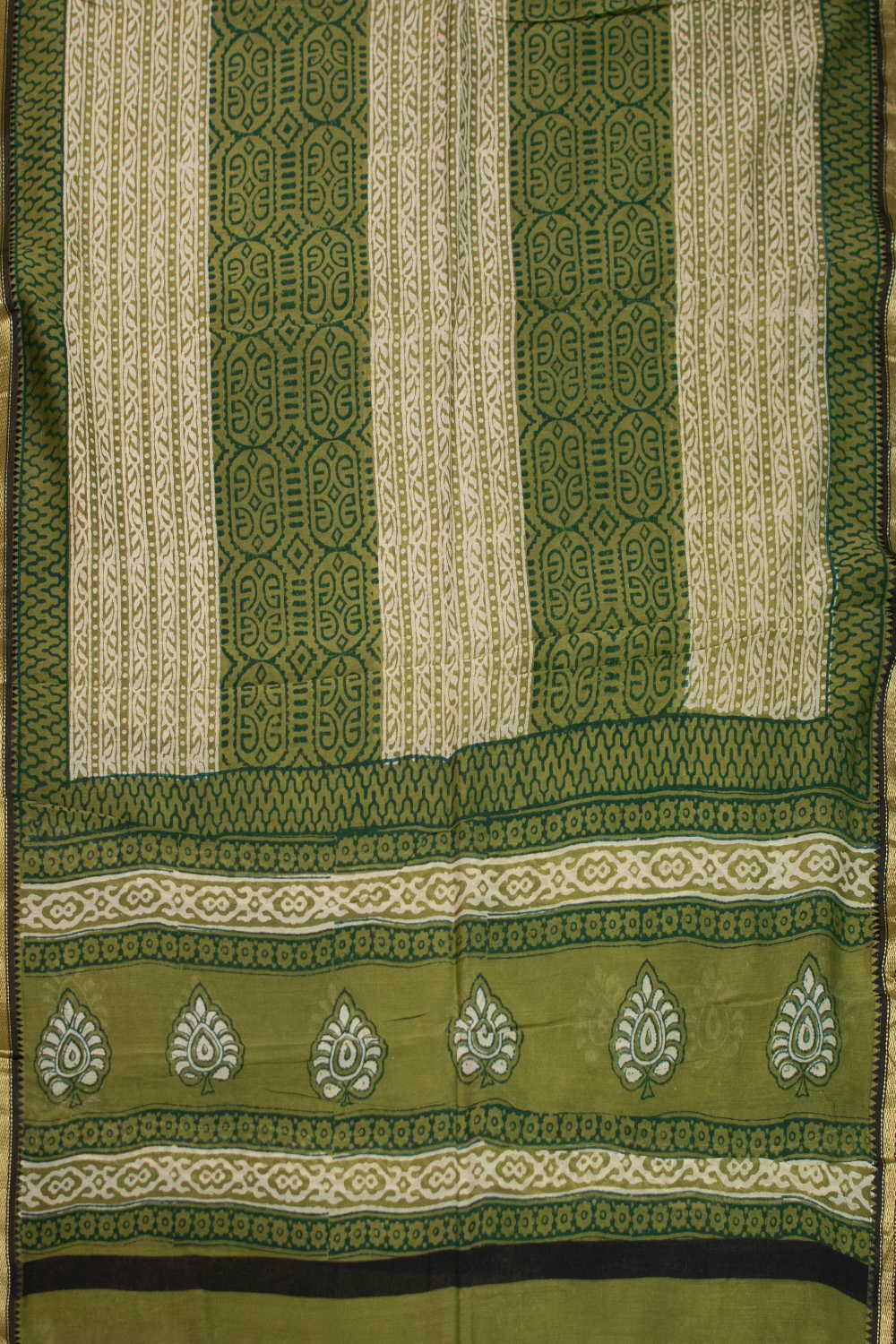 Green Block Printed Chanderi Dupatta