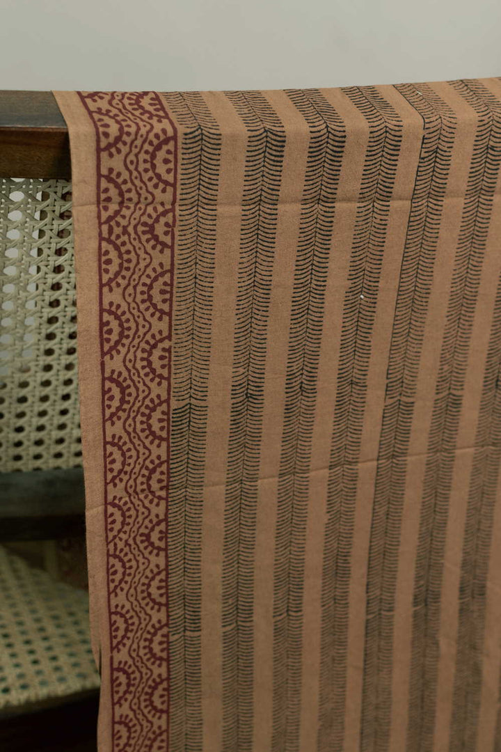 Patterned on Beige Bagh Cotton Fabric - 1.4m