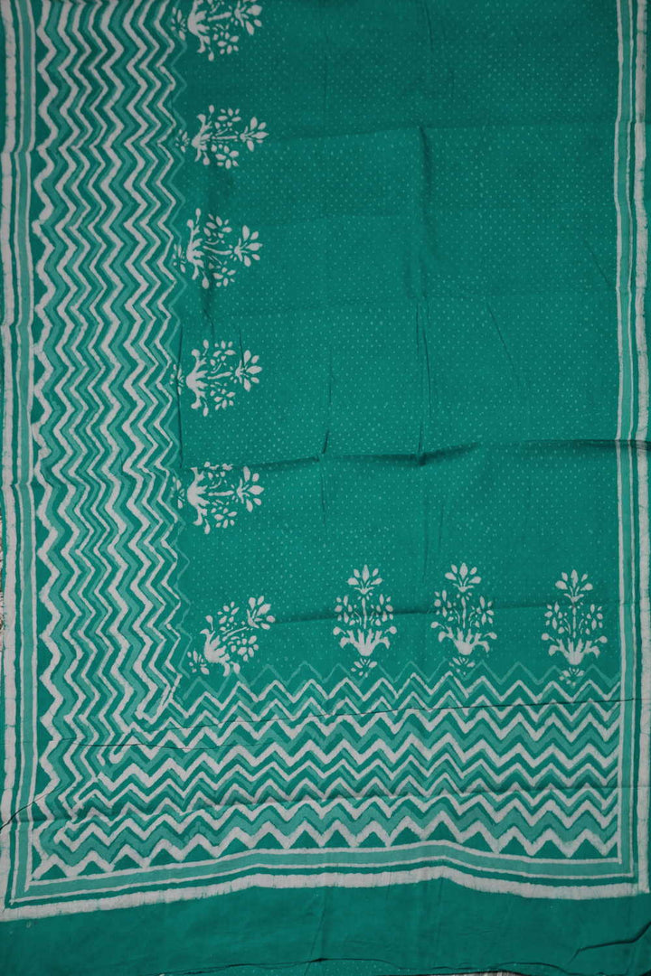Block Printed Cotton Saree - Matkatus 