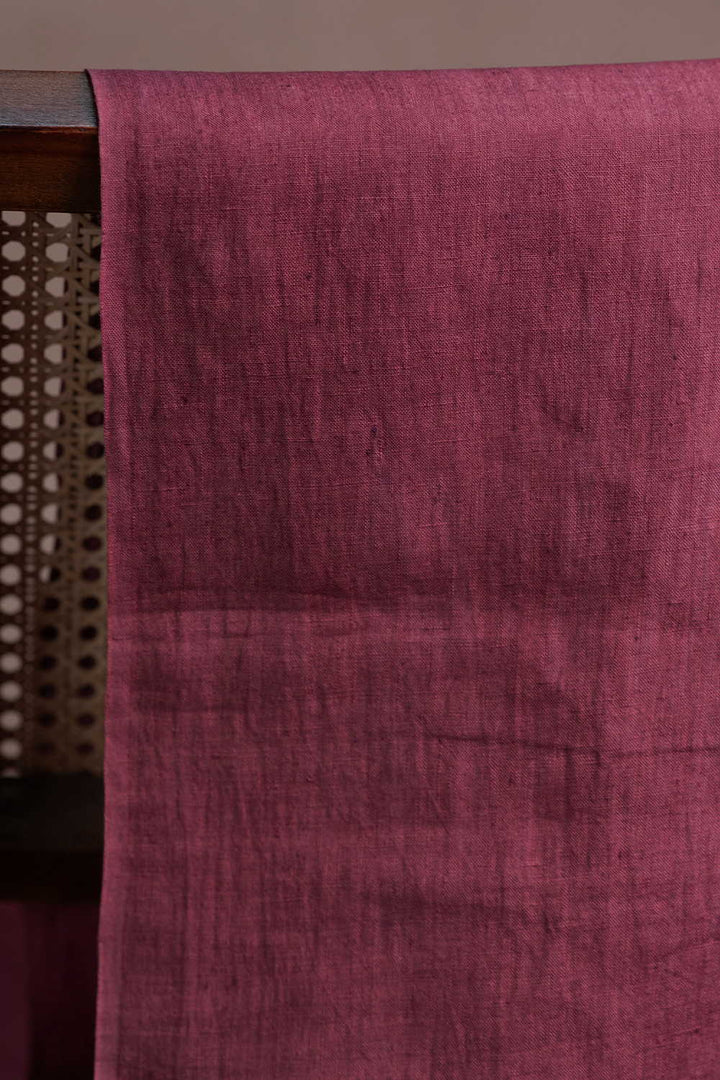Rust Purple Handwoven Linen Fabric