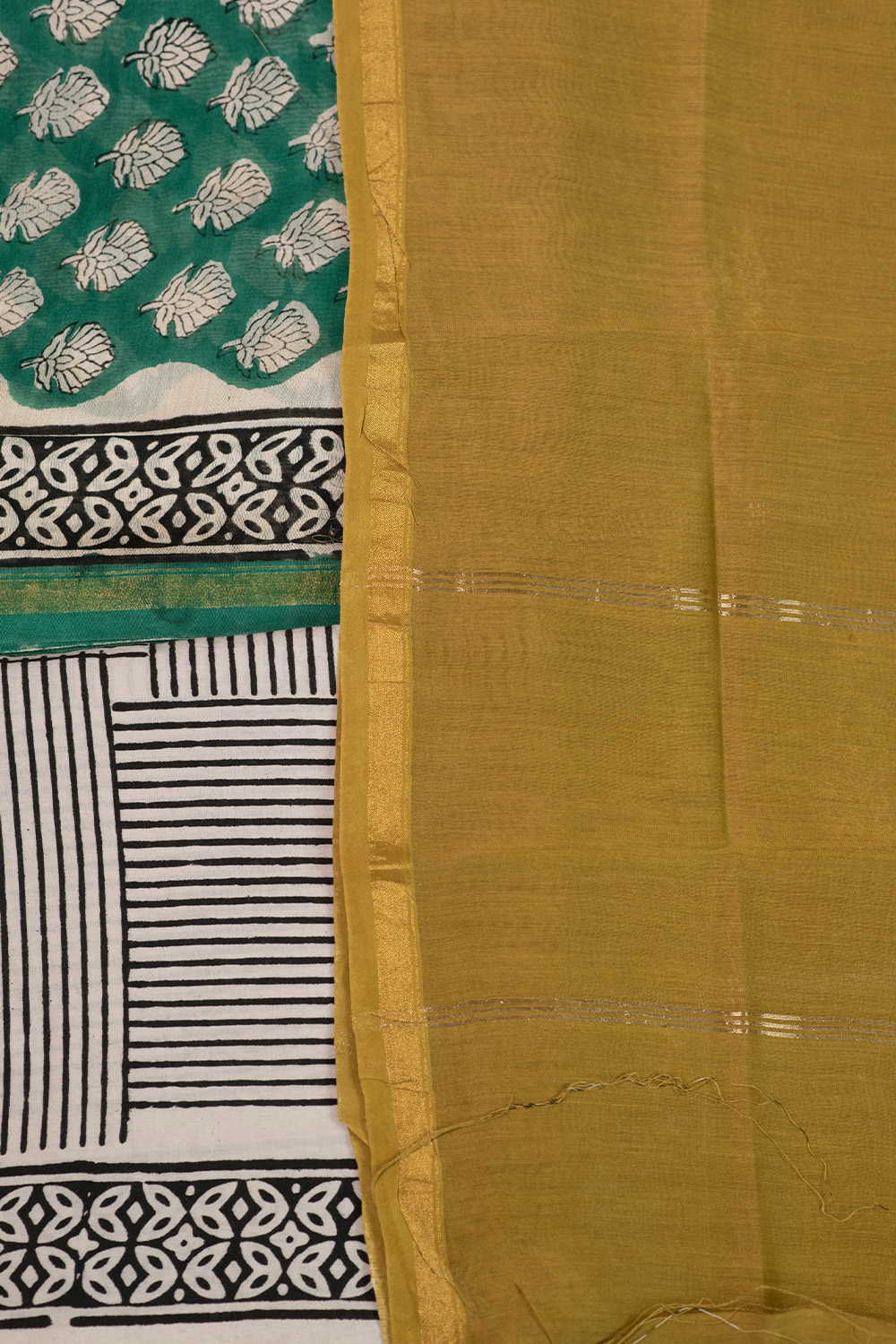 Green Chanderi Silk Cotton Suit