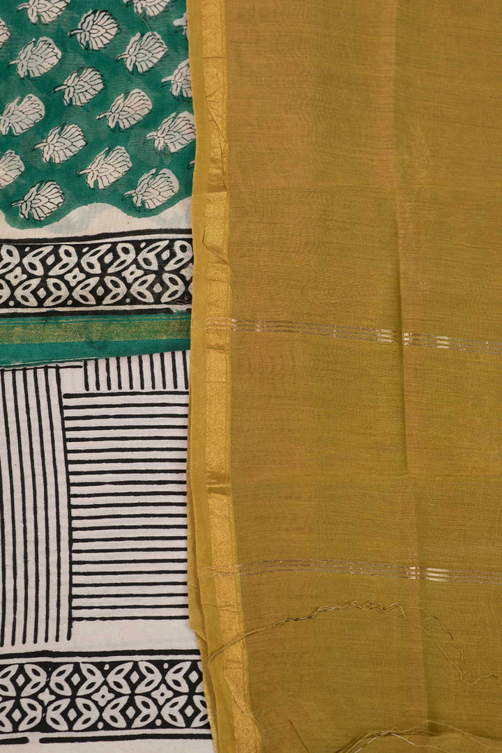 Green Chanderi Silk Cotton Suit