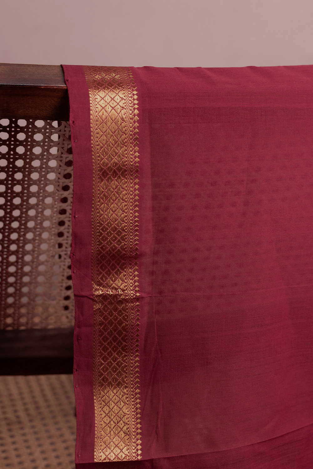 Maroon with Zari Border Mangalagiri Cotton Fabric