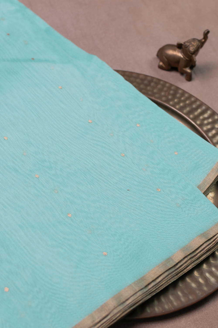 Sky Blue Chanderi Silk Cotton Fabric - 1.7m