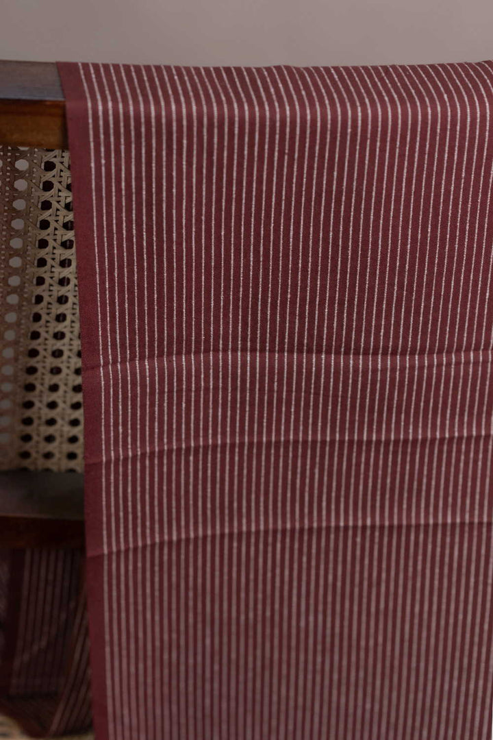 Rib Stripe - Brown Yarn Dyed Ribbed Cotton Fabric