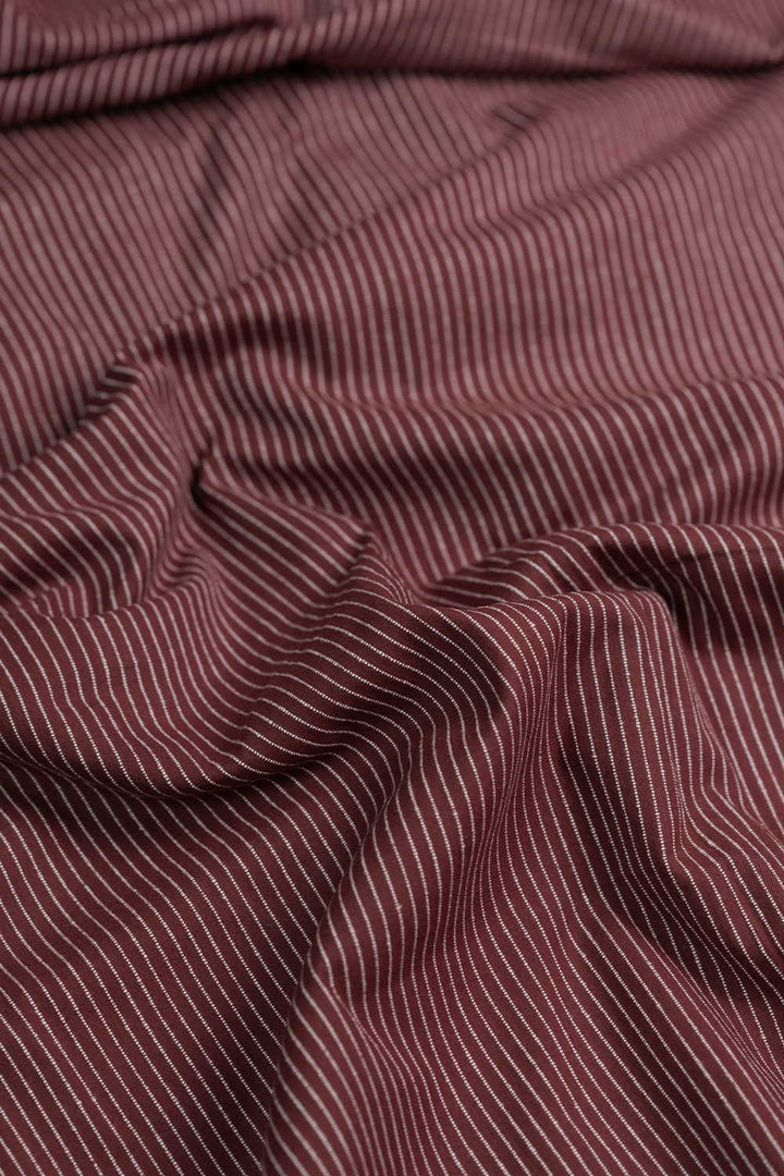 Rib Stripe - Brown Yarn Dyed Ribbed Cotton Fabric