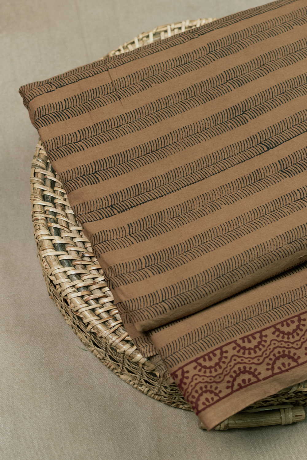 Patterned on Beige Bagh Cotton Fabric - 1.4m