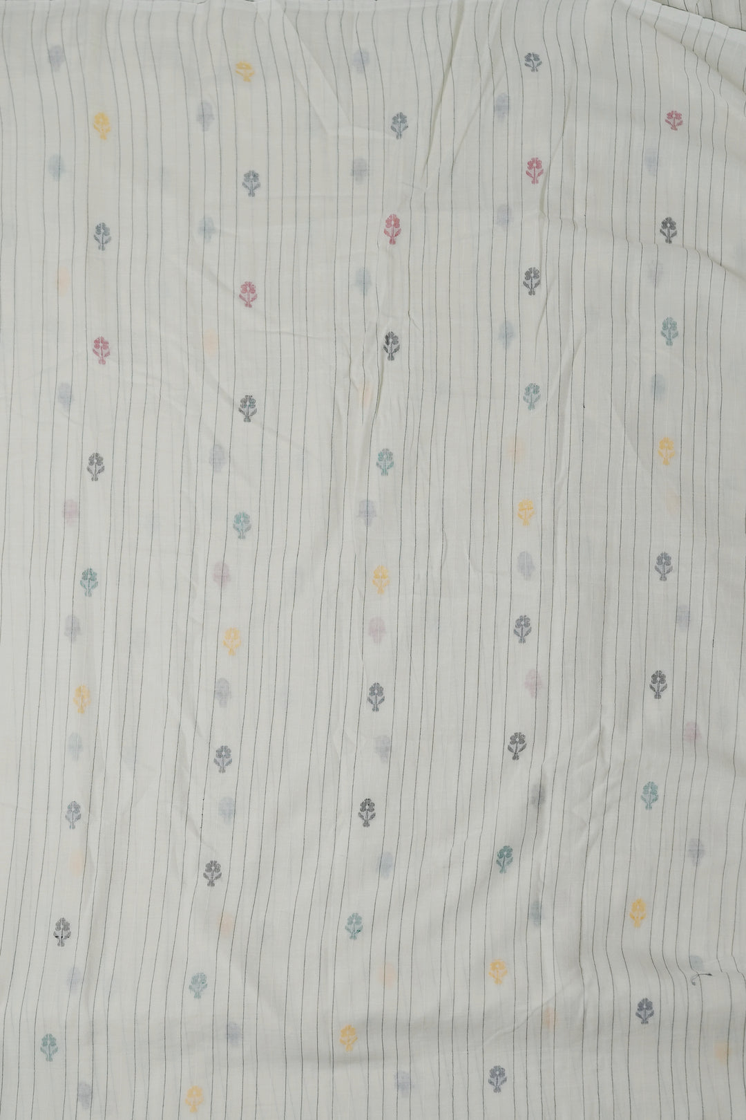 Butta & Stripes on Cream Jamdani Cotton Fabric