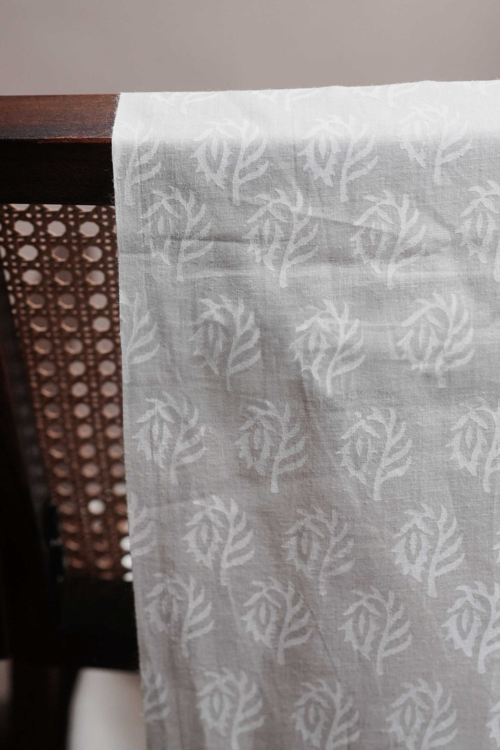 Coconut Cream Sanganeri Cotton Fabric - 0.9m
