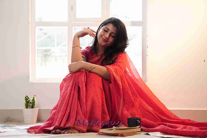 Block Printed Saree-Matkatus 