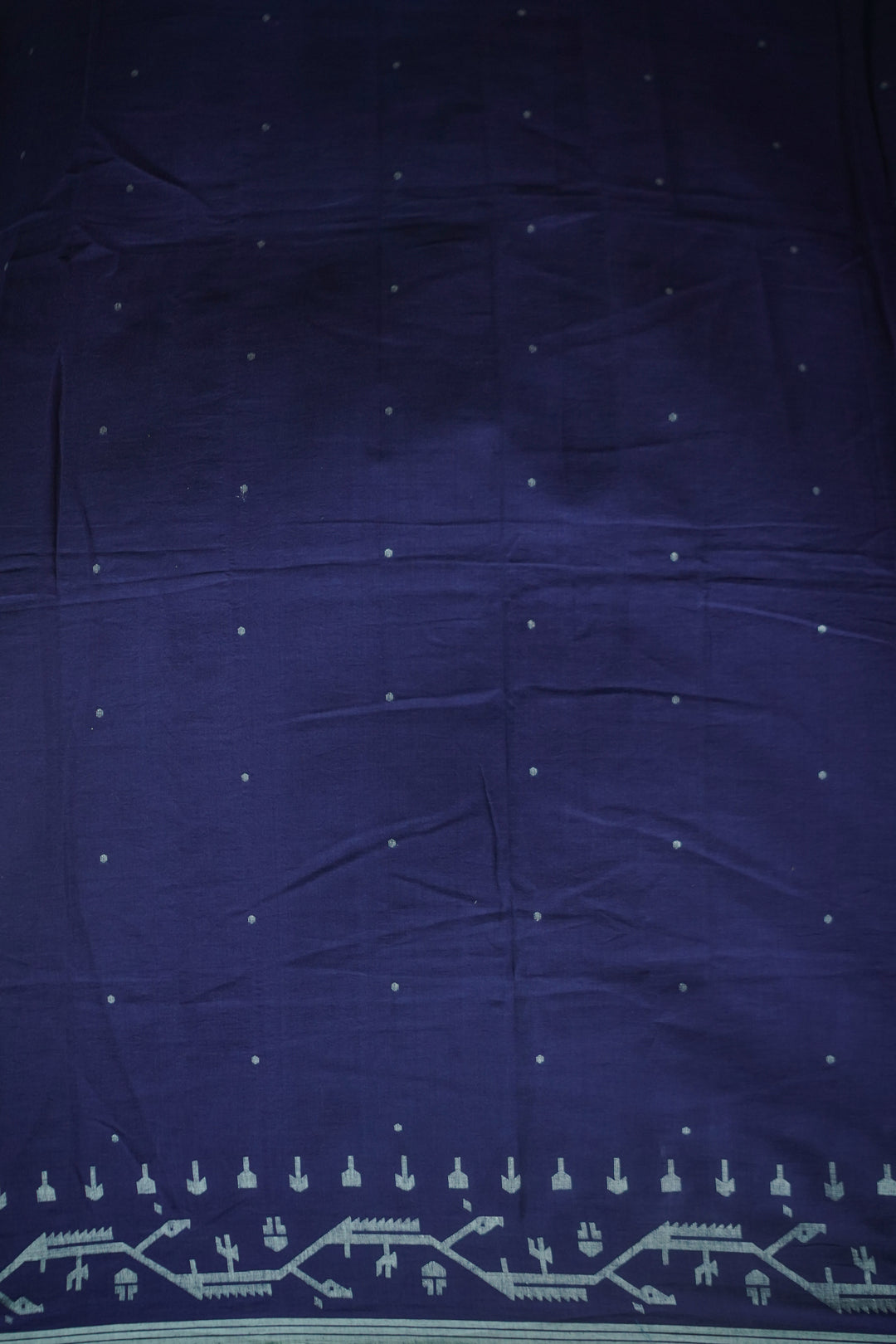 Blue with Bordered Jamdani Cotton Fabric