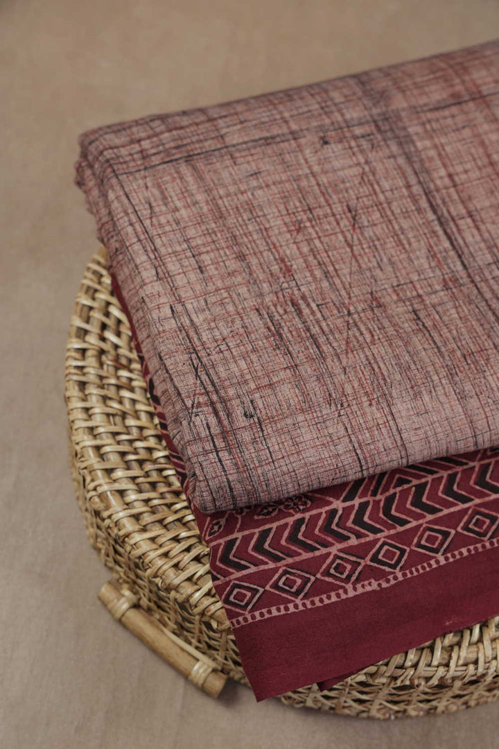 Beige Ajrak Cotton Fabric - 0.6m