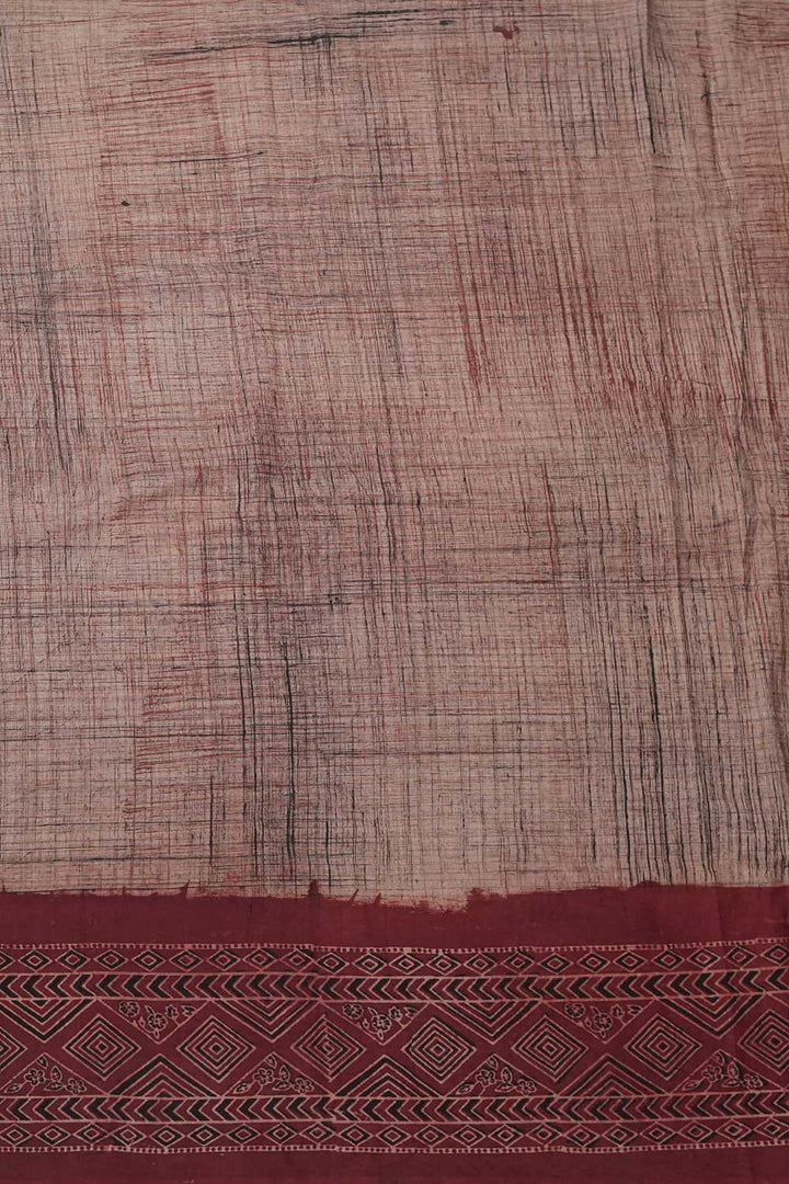 Beige Ajrak Cotton Fabric - 0.6m