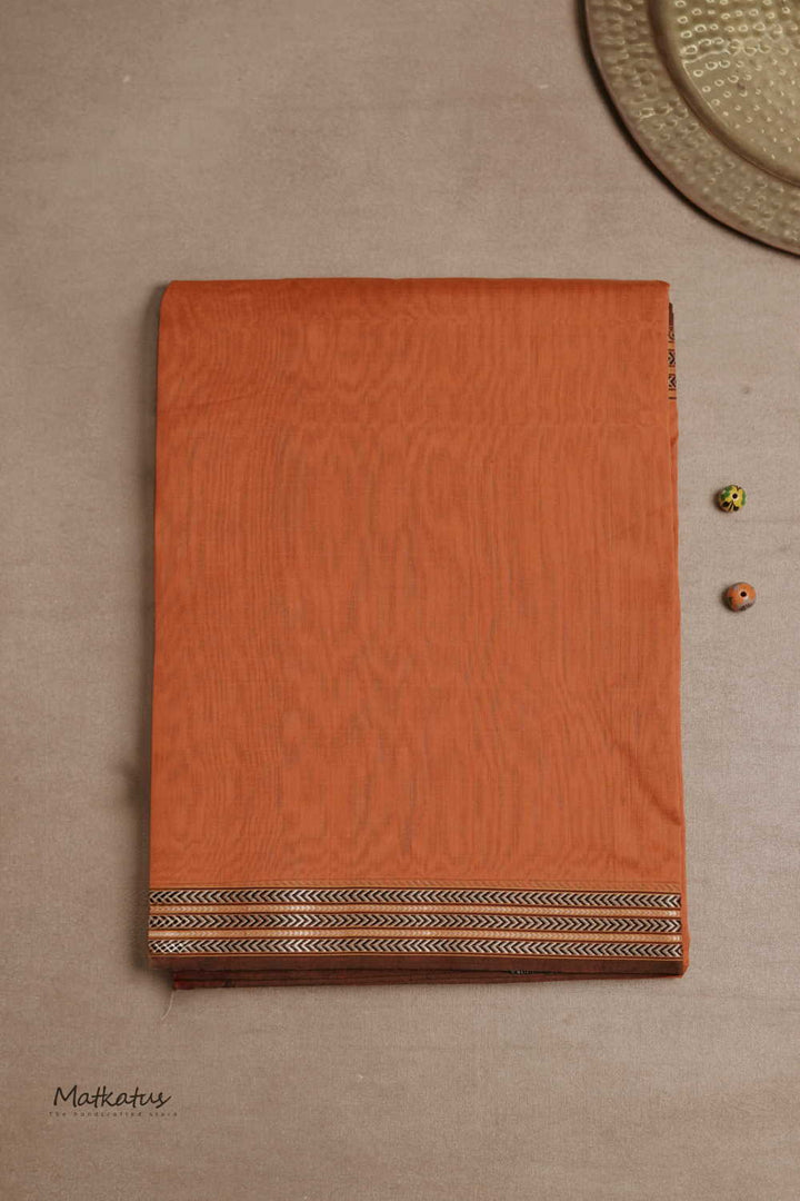 Dark Fizz Orange Handwoven Maheshwari saree