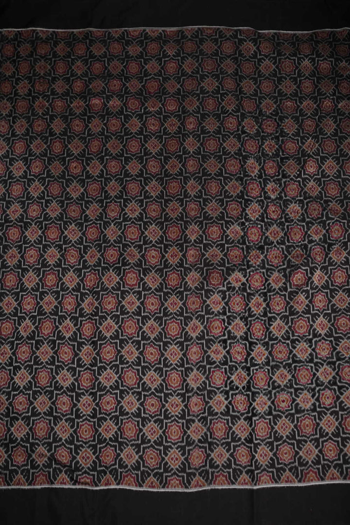 Patterned on Black Orissa Ikat Cotton Fabric