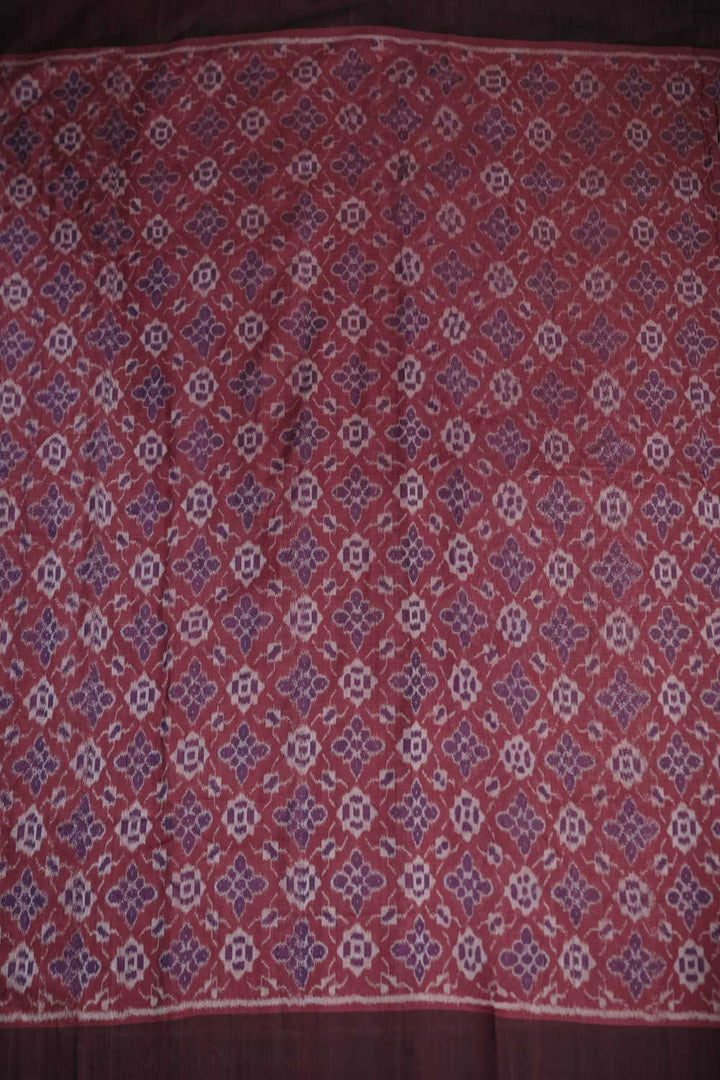 Floral Design on Maroon Orissa Ikat Cotton Fabric