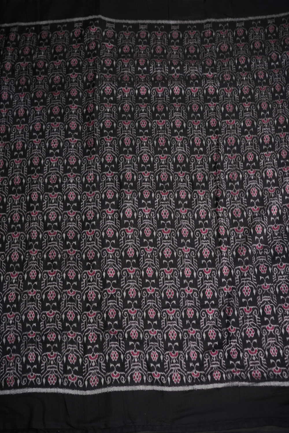 Black Orissa Ikat Cotton Fabric