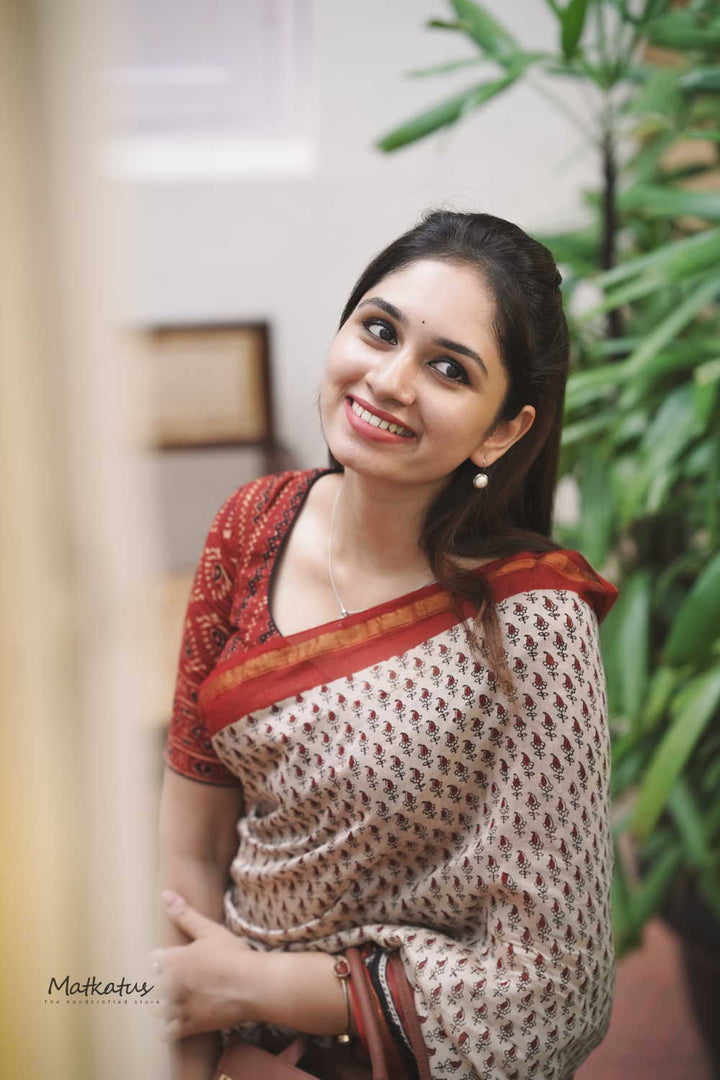 Block Printed Saree-Matkatus 
