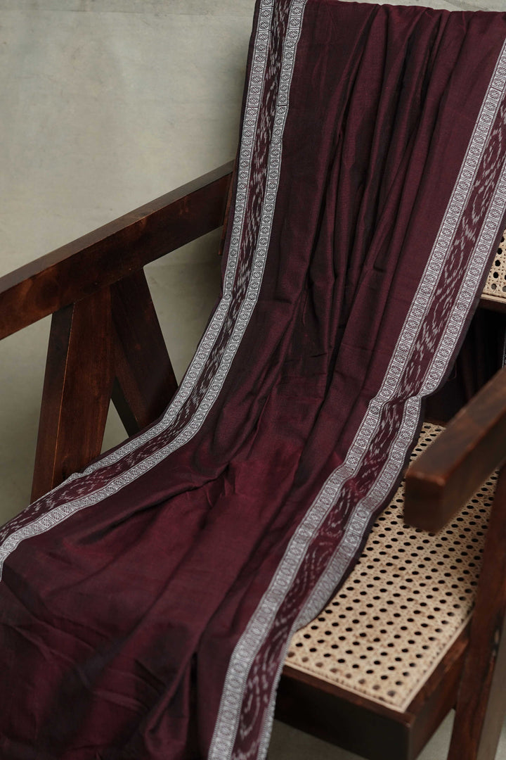 Burnt Maroon Orissa Ikat Cotton Fabric