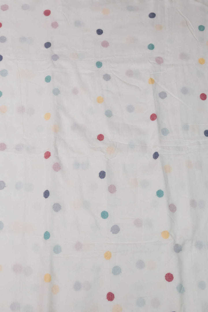 Colored Circle on Cream Jamdani Cotton Fabric